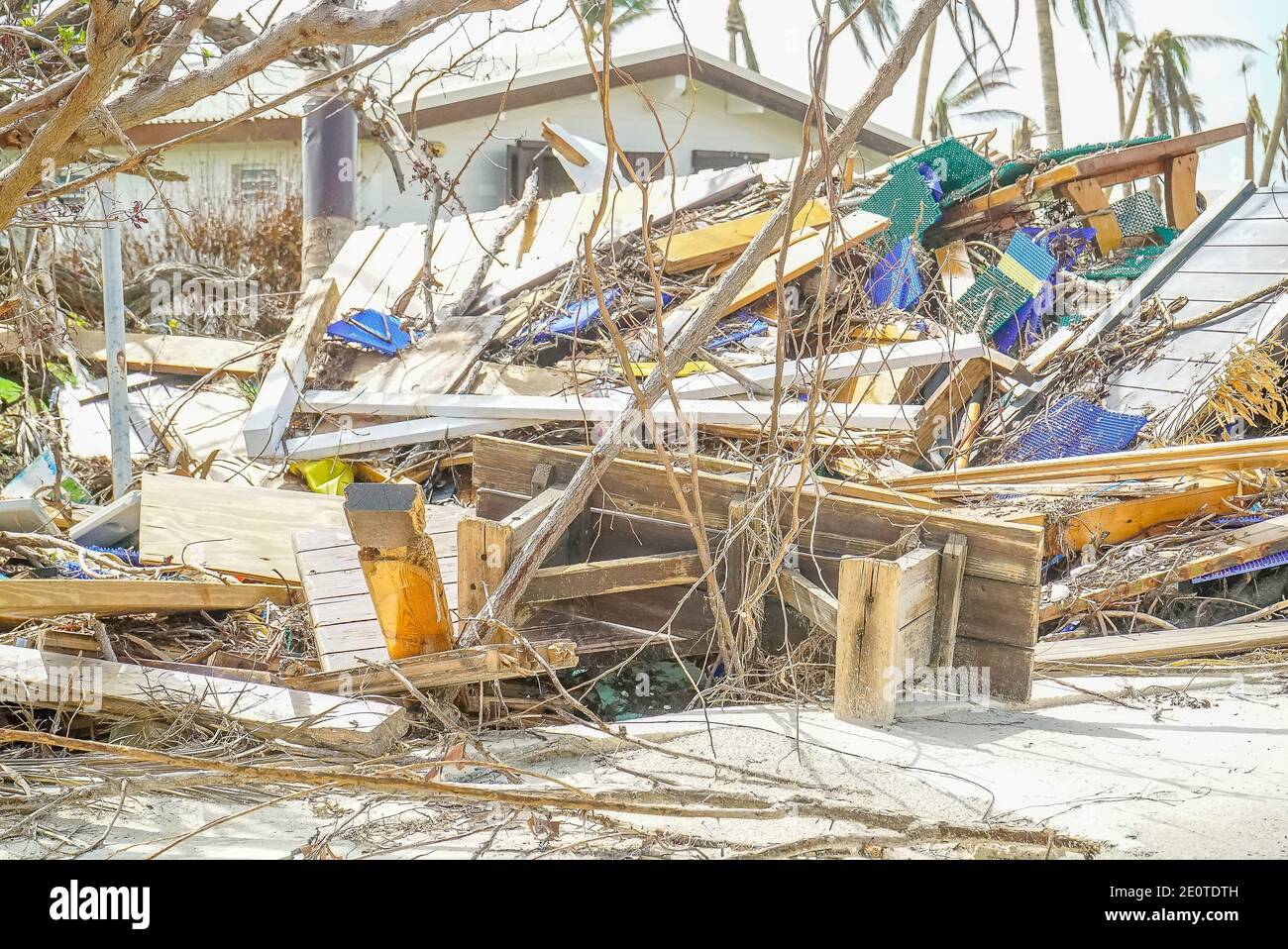 Severe property damage cause by hurricane Irma that hit the island of St.maarten in 2017 Stock Photo