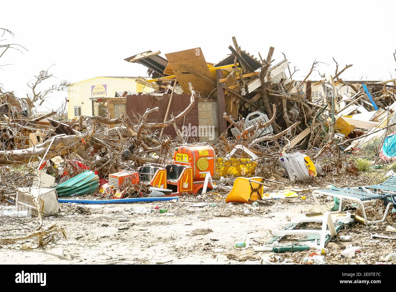 Severe property damage cause by hurricane Irma that hit the island of St.maarten in 2017 Stock Photo