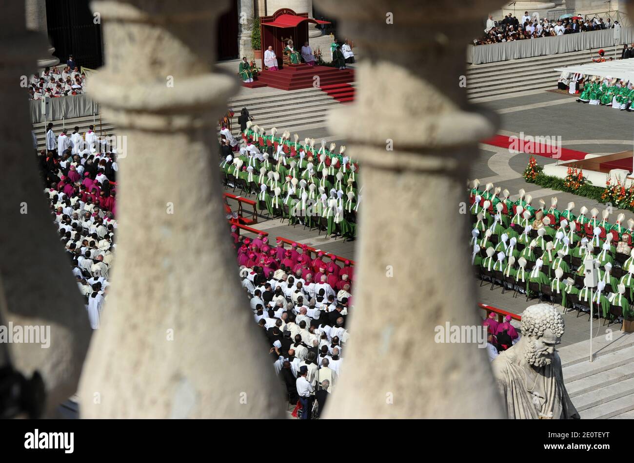 Pope Benedict XVI celebrates a Mass in St. Peter's Square at the ...