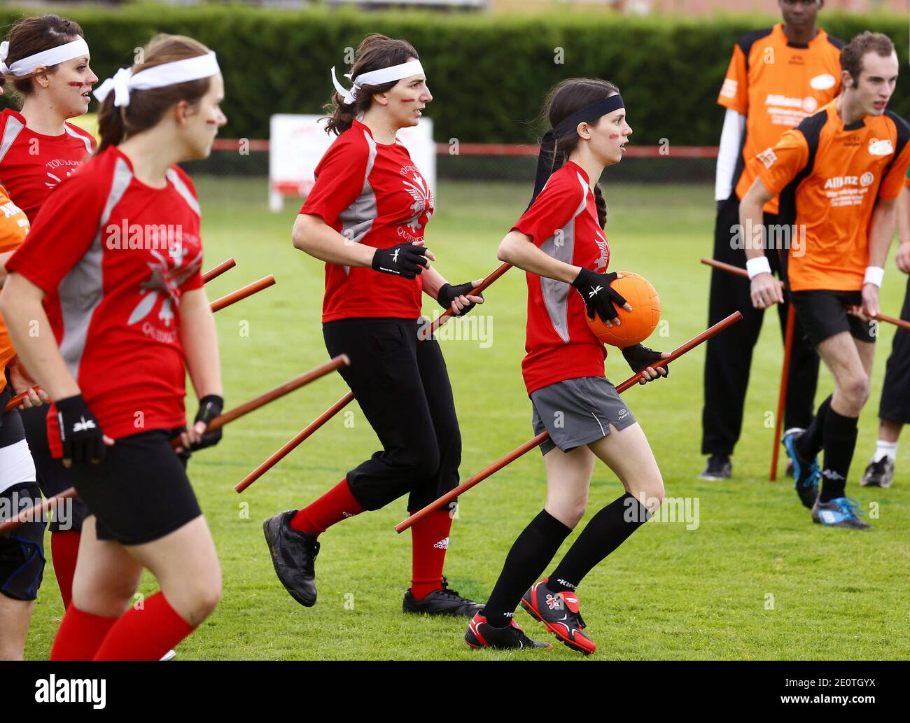 Wizards Ruff French, Italian and British teams compet during the Quidditch, European ...