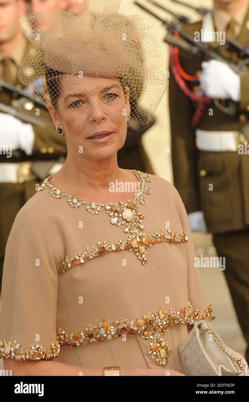 Princess Caroline of Hanover arriving at the wedding ceremony of Hereditary  Grand Duke Guillaume of Luxembourg and Princess Stephanie of Luxembourg at  the Cathedral of our Lady of Luxembourg, in Luxembourg, Luxembourg,