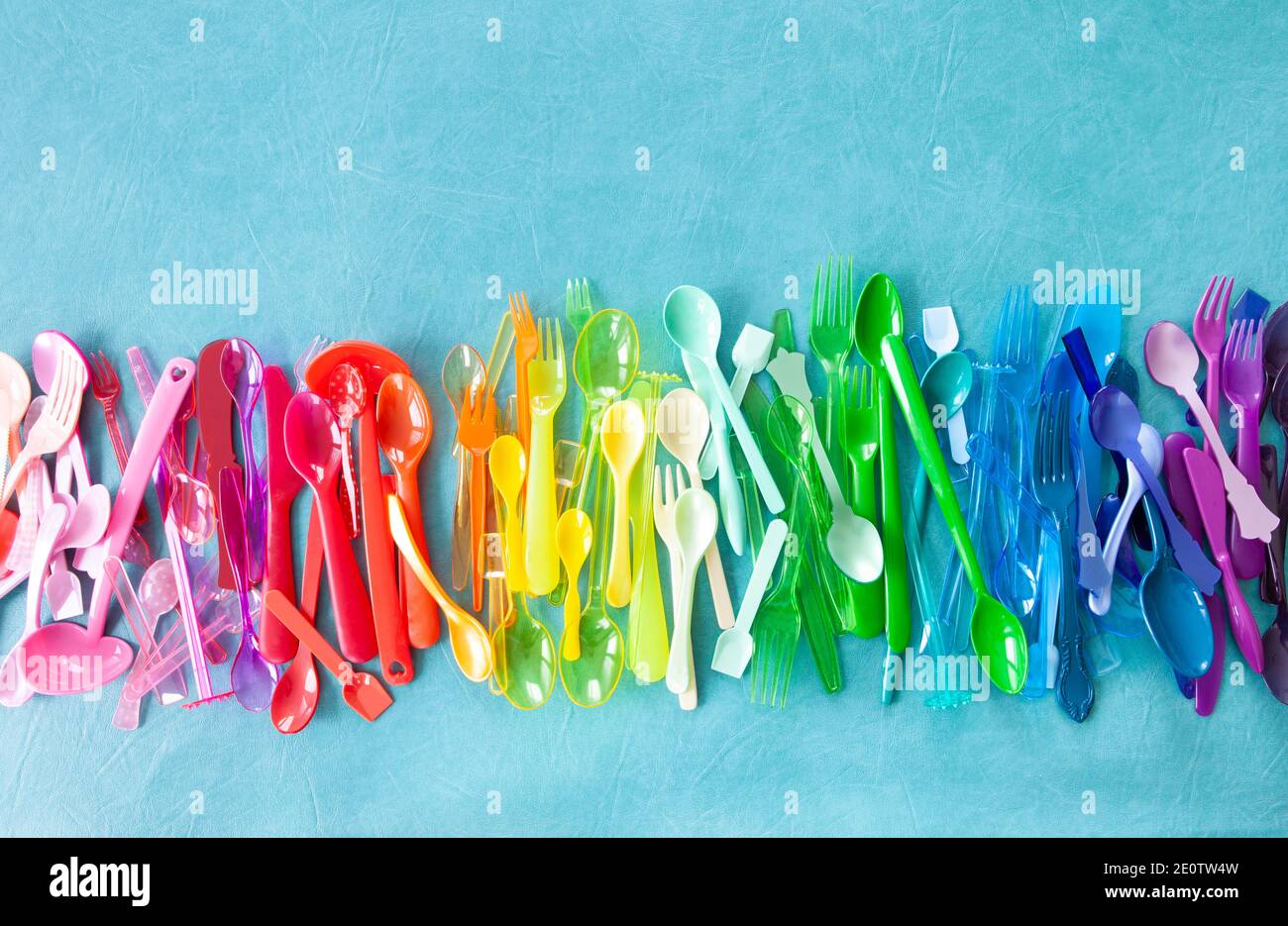 Colorful Plastic Utensils Stock Photo Alamy