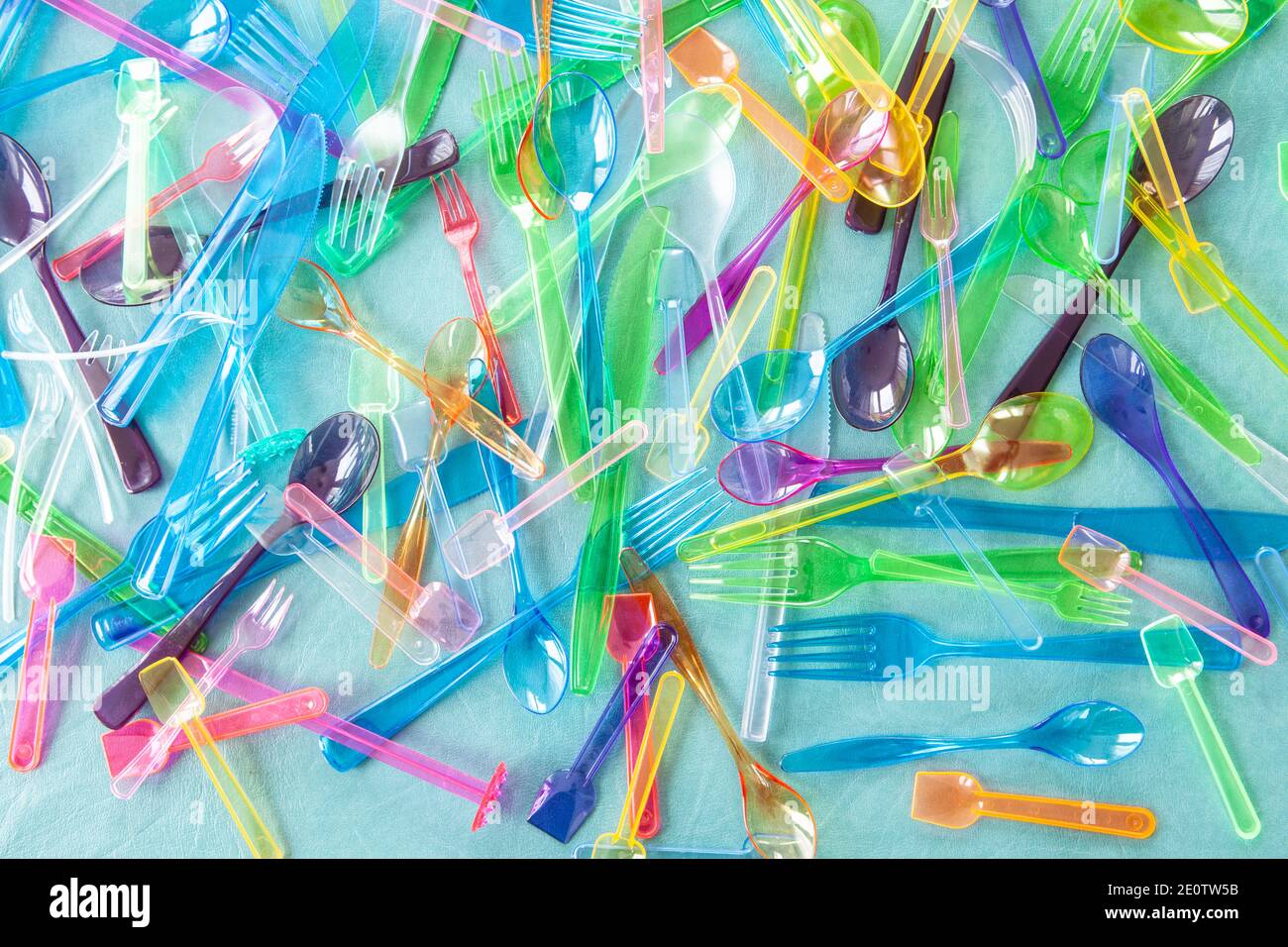 Colorful Plastic Utensils Stock Photo Alamy