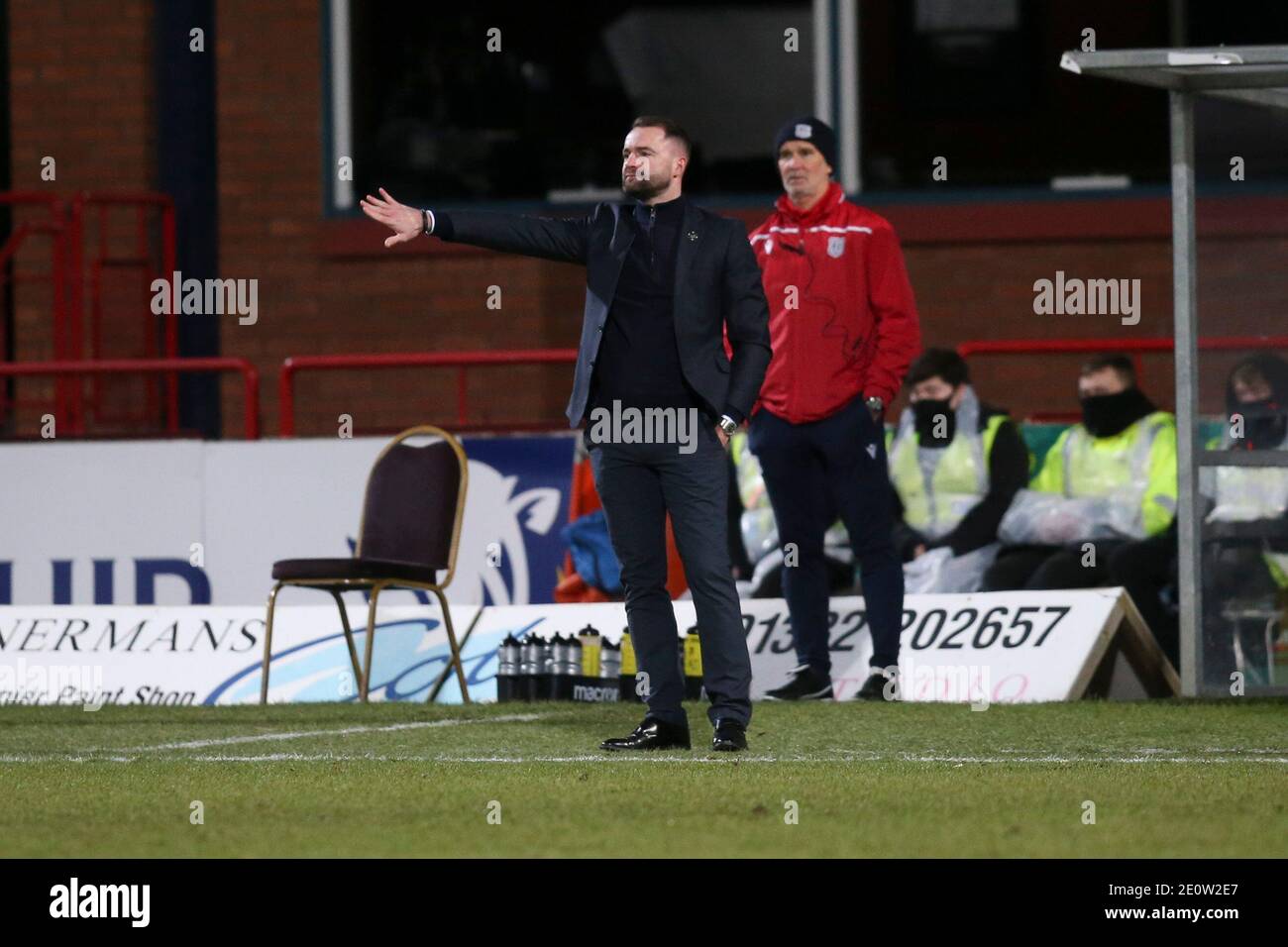 Dens Park, Dundee, UK. 2nd Jan, 2021. Scottish Championship Football, Dundee FC versus Heart of Midlothian; Dundee manager James McPake directs his team Credit: Action Plus Sports/Alamy Live News Stock Photo