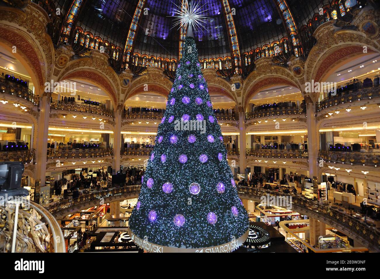 A Swarovski Christmas tree is seen at Galeries Lafayette department store  in Paris, France on November 6, 2012.. The store inaugurated the  illuminations and animated shop windows in preparation for Christmas and