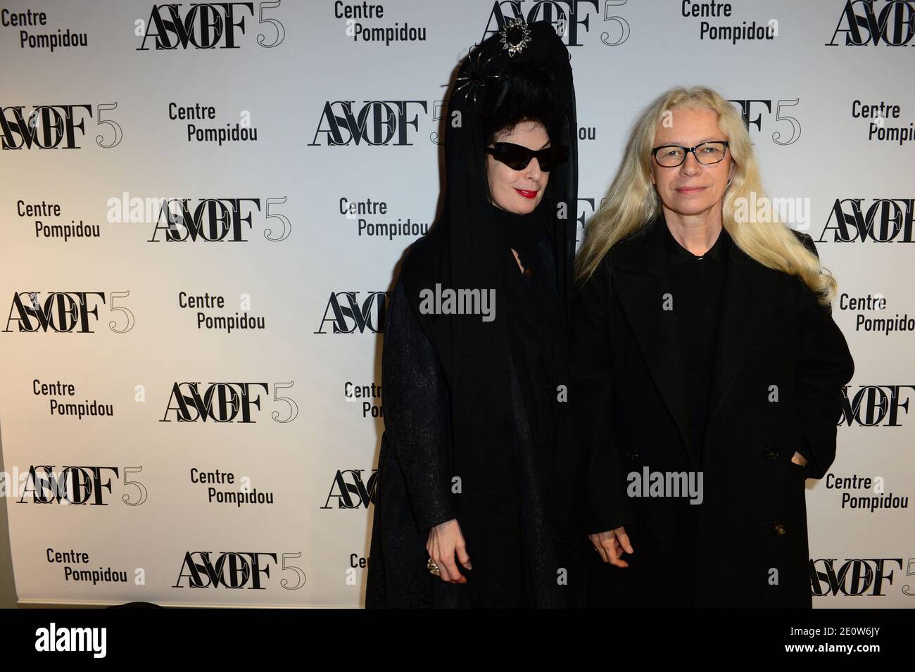 L-R : American blogger Diane Pernet and photographer Dominique Issermann seen at 'A Shaded View On Fashion Film' festival at Centre Pompidou, in Paris, France, on November 10, 2012. Photo by Ammar Abd Rabbo/ABACAPRESS.COM Stock Photo