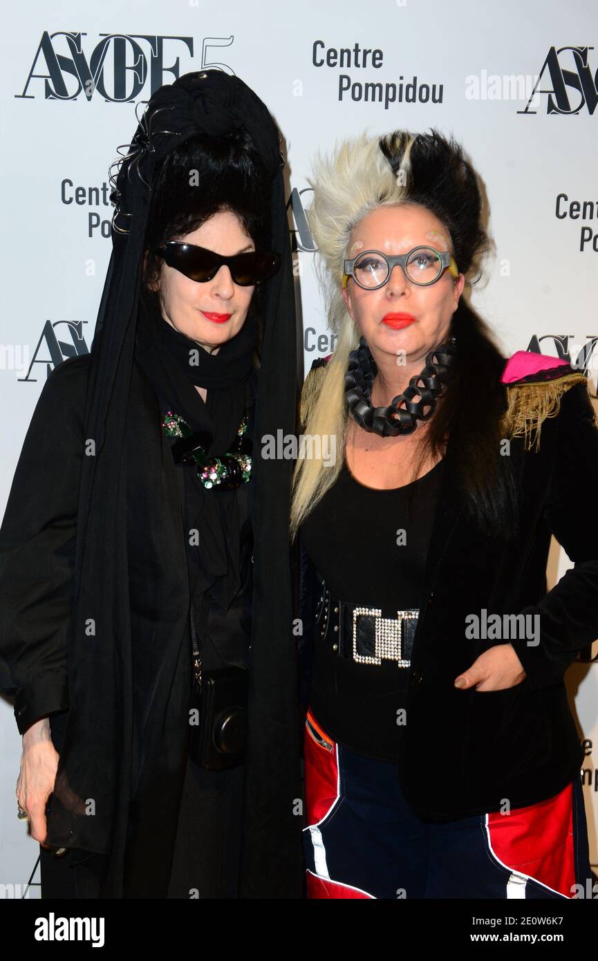 L-R : American blogger Diane Pernet and contemporary artist Orlan seen at 'A Shaded View On Fashion Film' festival at Centre Pompidou, in Paris, France, on November 9, 2012. Photo by Ammar Abd Rabbo/ABACAPRESS.COM Stock Photo