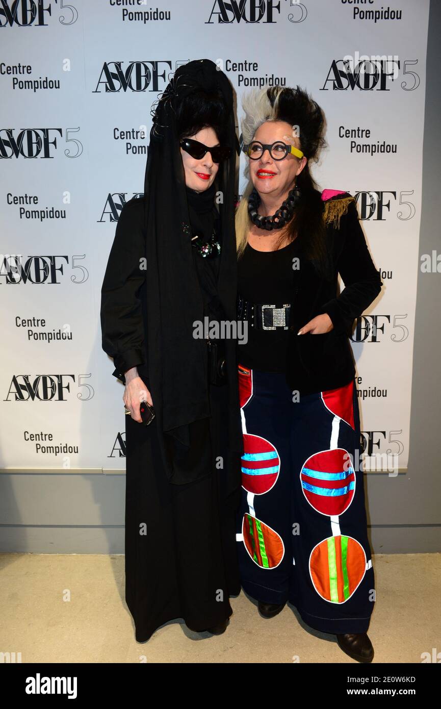 L-R : American blogger Diane Pernet and contemporary artist Orlan seen at 'A Shaded View On Fashion Film' festival at Centre Pompidou, in Paris, France, on November 9, 2012. Photo by Ammar Abd Rabbo/ABACAPRESS.COM Stock Photo