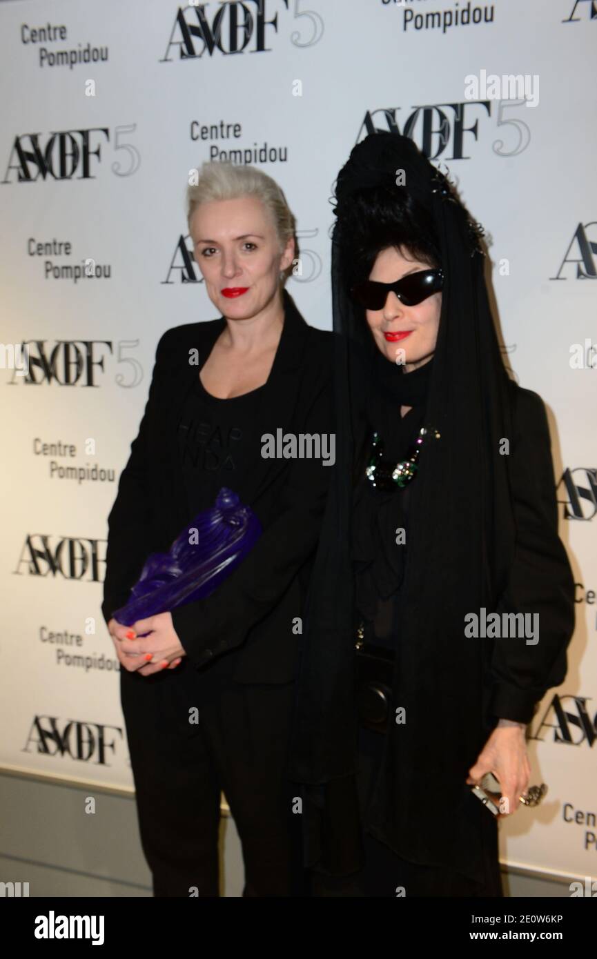 L-R : German photographer Monica Menez and American blogger Diane Pernet seen at 'A Shaded View On Fashion Film' festival at Centre Pompidou, in Paris, France, on November 9, 2012. Photo by Ammar Abd Rabbo/ABACAPRESS.COM Stock Photo