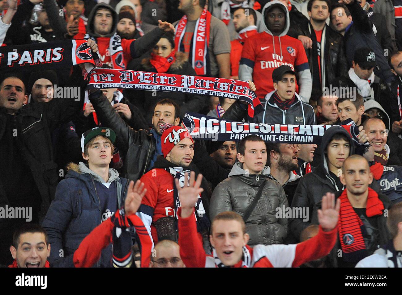 PSG's fans and supporters during the French First League soccer match ...