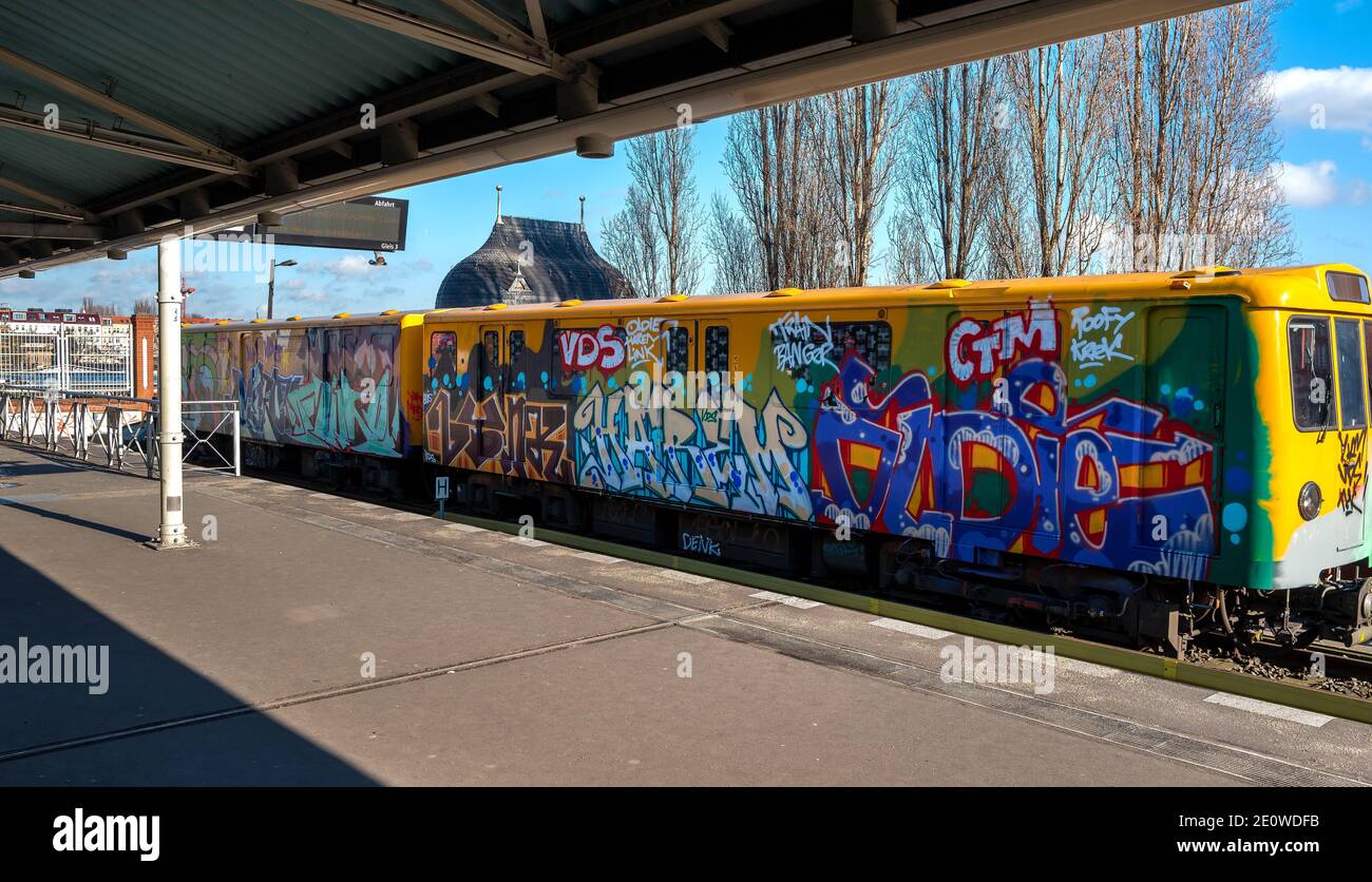 Subway Train With Graffiti Stock Photo