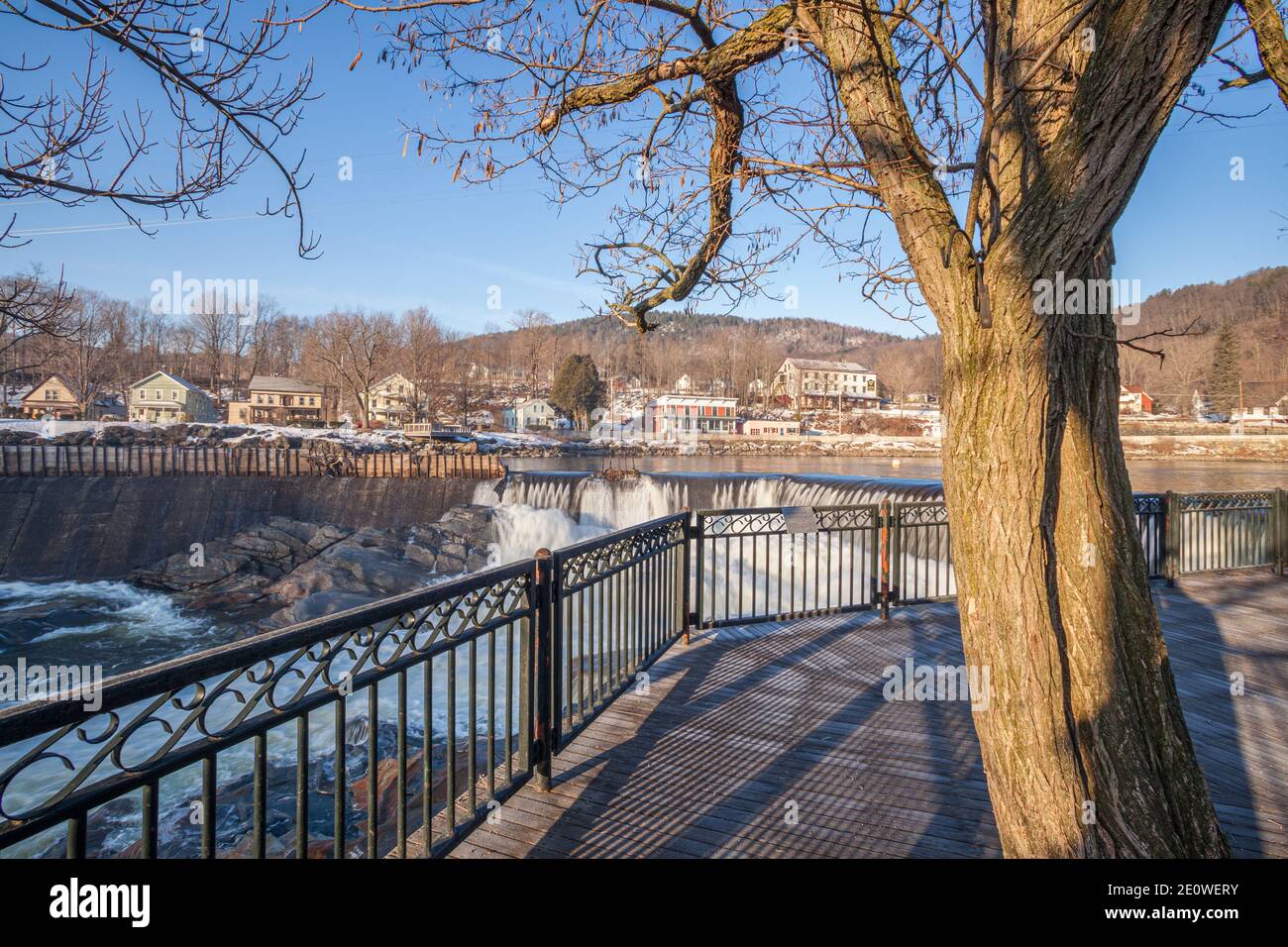 Water from the Deerfield River rushing over Salmon Falls in Shelburne