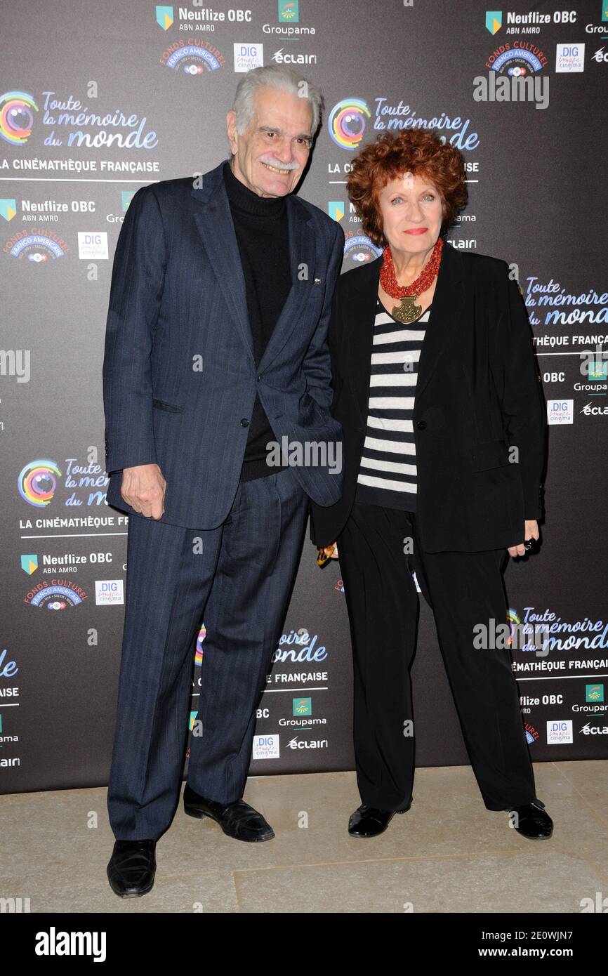 Omar Sharif and Andrea Ferreol attending the screening of Lawrence of  Arabia during Festival du Film Restaure (Festival of Restored Films) in  the Cinematheque Francaise, in Paris, France on November 29, 2012.