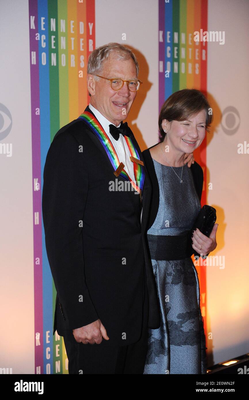 Regina Lasko and David Letterman pose for photographers during the 35th