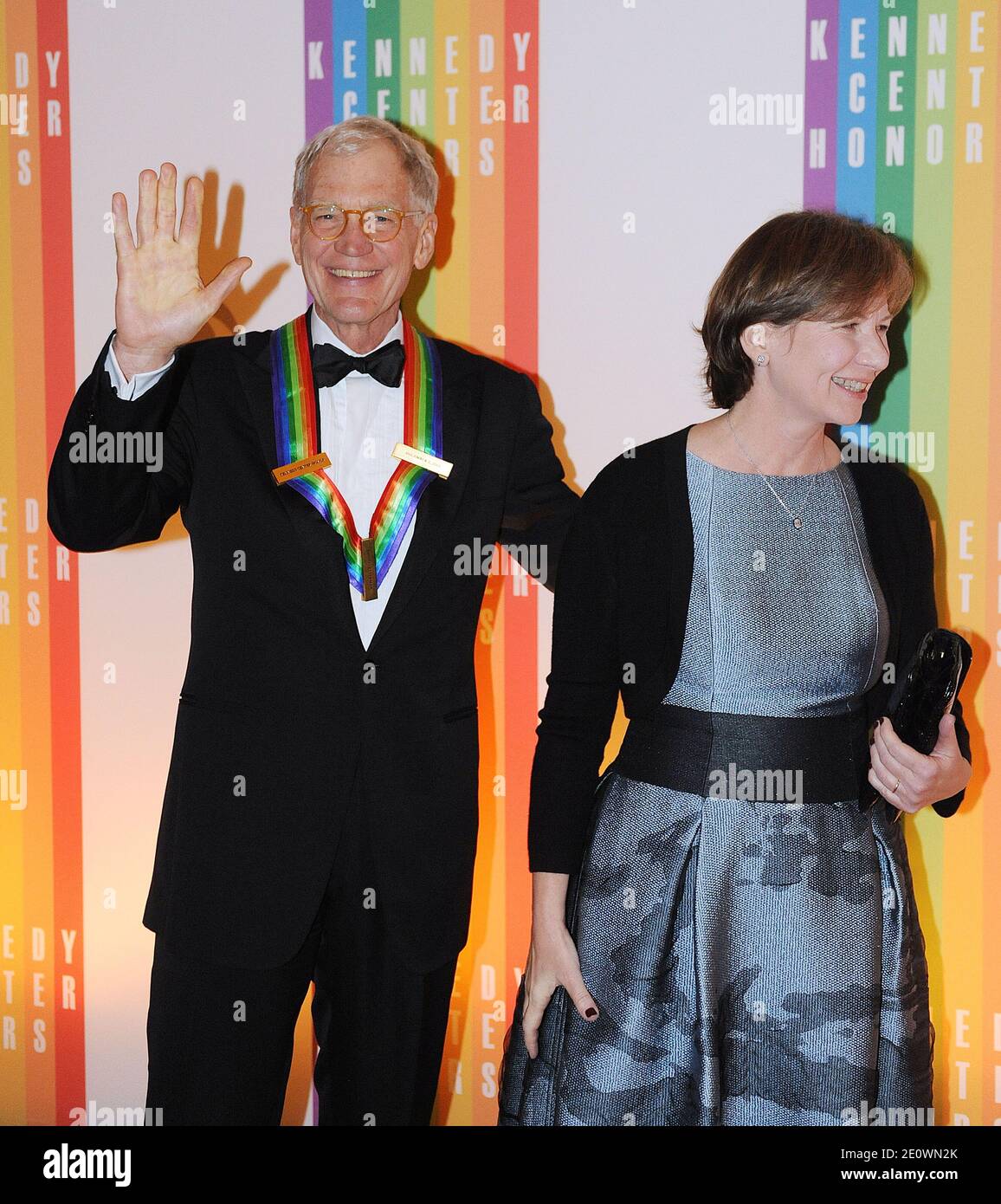 Regina Lasko and David Letterman pose for photographers during the 35th