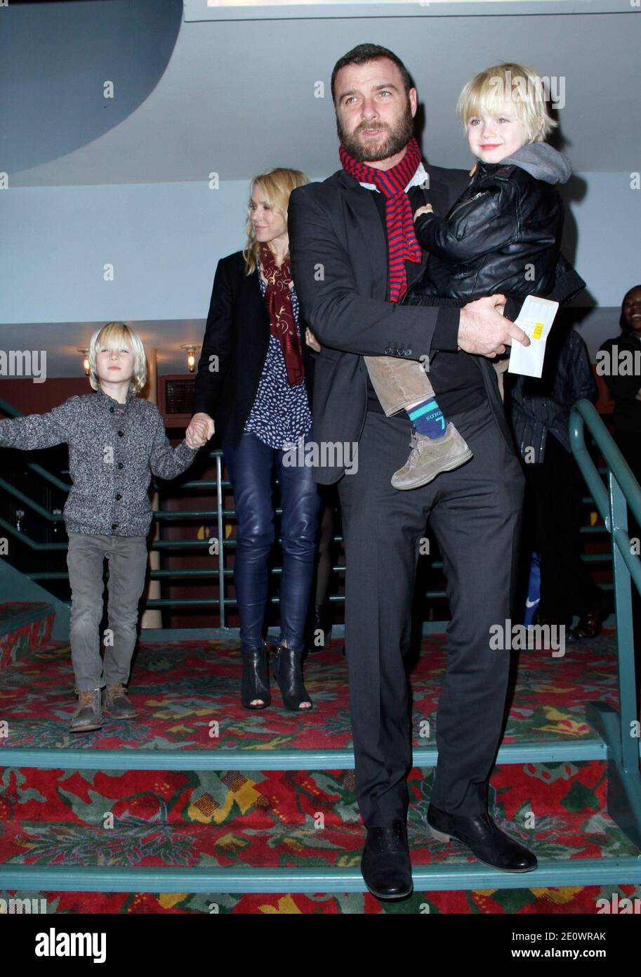Naomi Watts and Liev Schreiber with sons Alexander Pete and Samuel Kai arriving for the New 42nd Street Gala to honor Australia Council for the Arts and to celebrate the New Victory Theater Education Programs, at New Victory Theater in New York City, NY, USA on December 5, 2012. Photo by Donna Ward/ABACAPRESS.COM Stock Photo