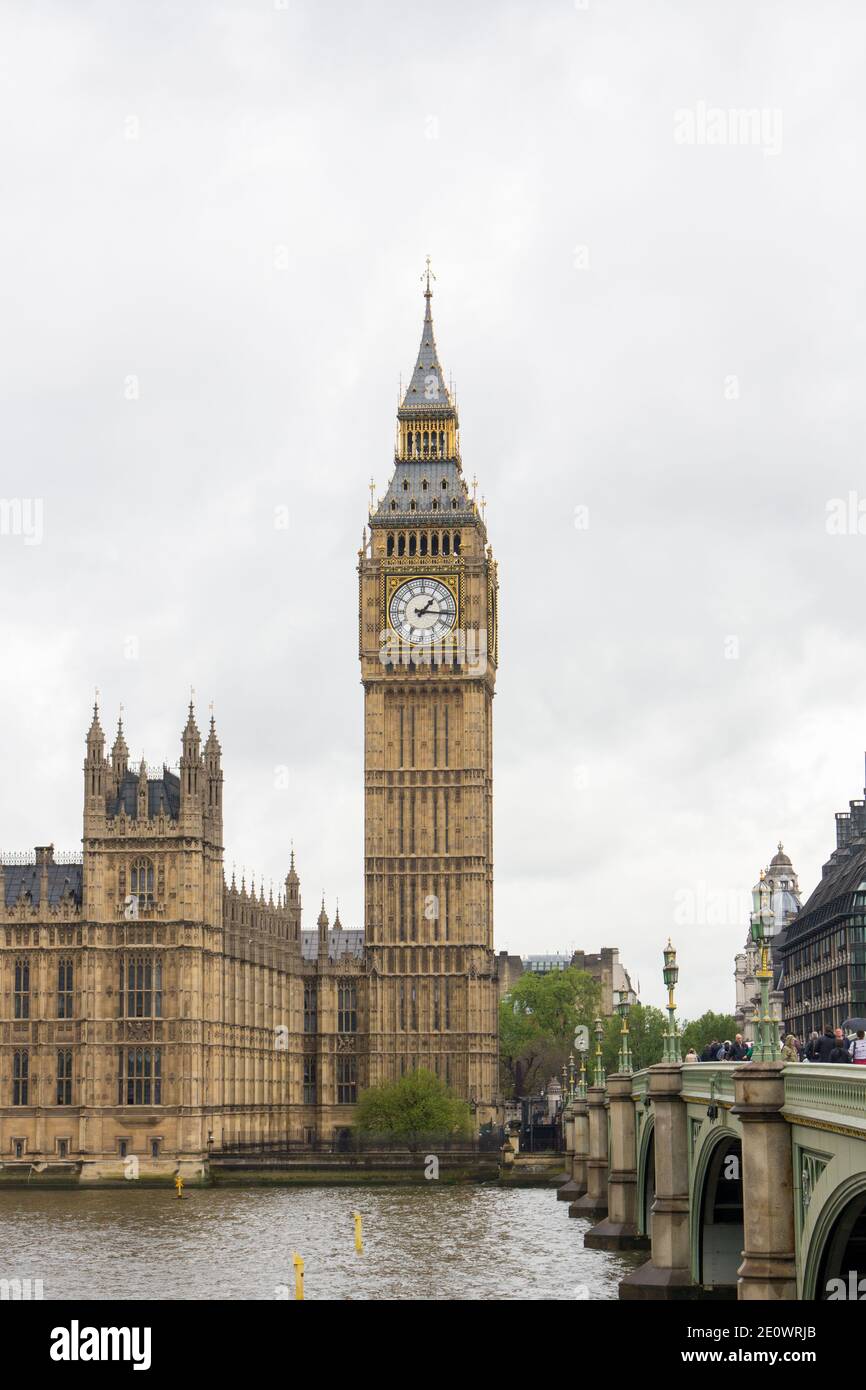 Big Ben in London next to the River Thames Stock Photo