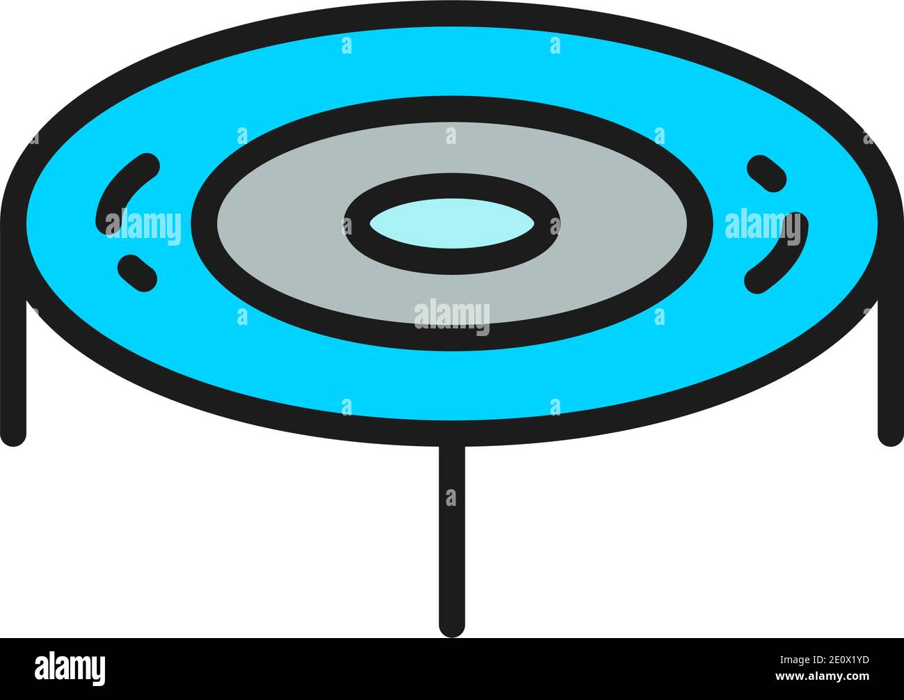 Jumping trampoline, playground flat color line icon. Stock Vector
