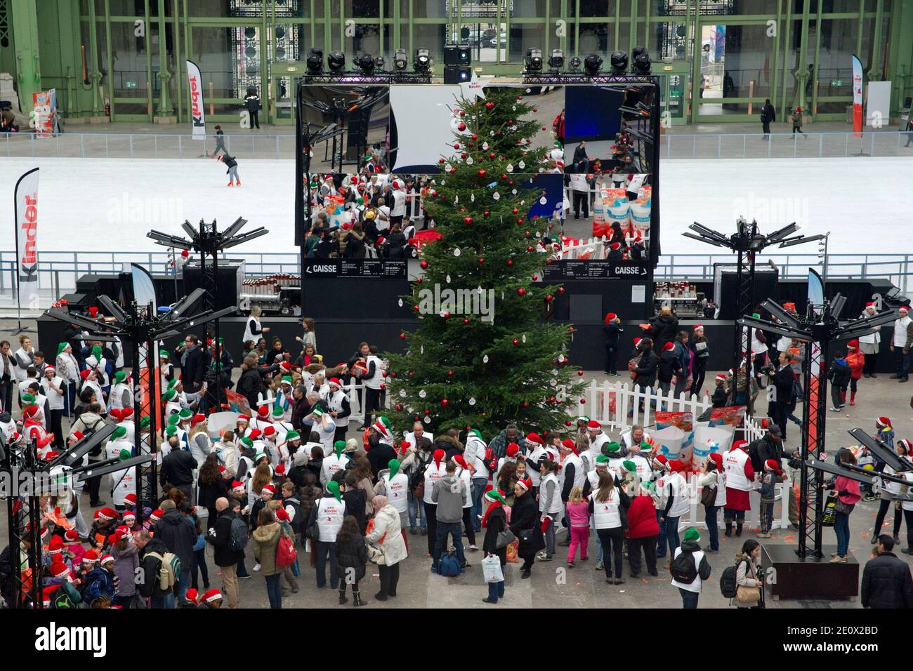 General atmosphere during the french 'Secours Populaire' Christmas organised by Kinder on the Ice-rink hosted in the glass-roofed central hall of the Grand Palais, in Paris, France, on december 19, 2012. Photo by Aurore Marechal/ABACAPRESS.COM Stock Photo
