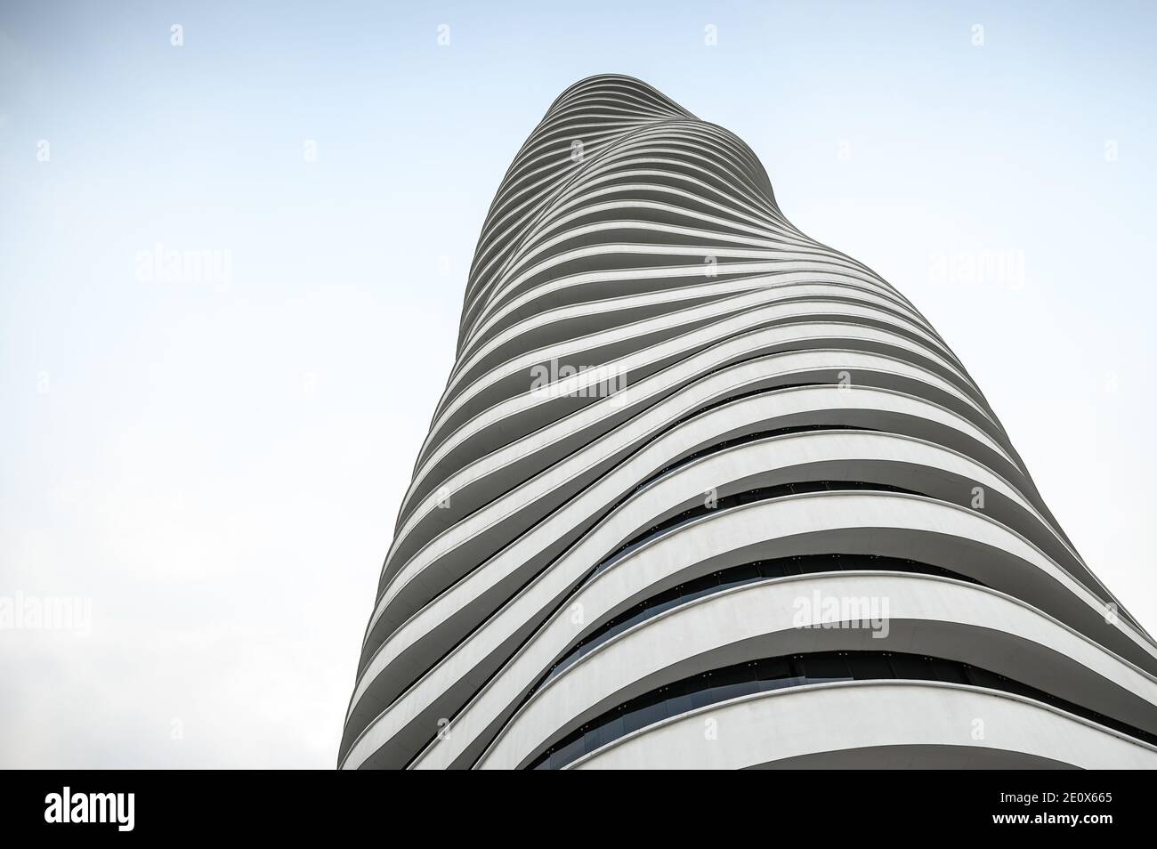 A view from below of The Point building in Puerto Santa Ana, Guayaquil, Ecuador. Stock Photo