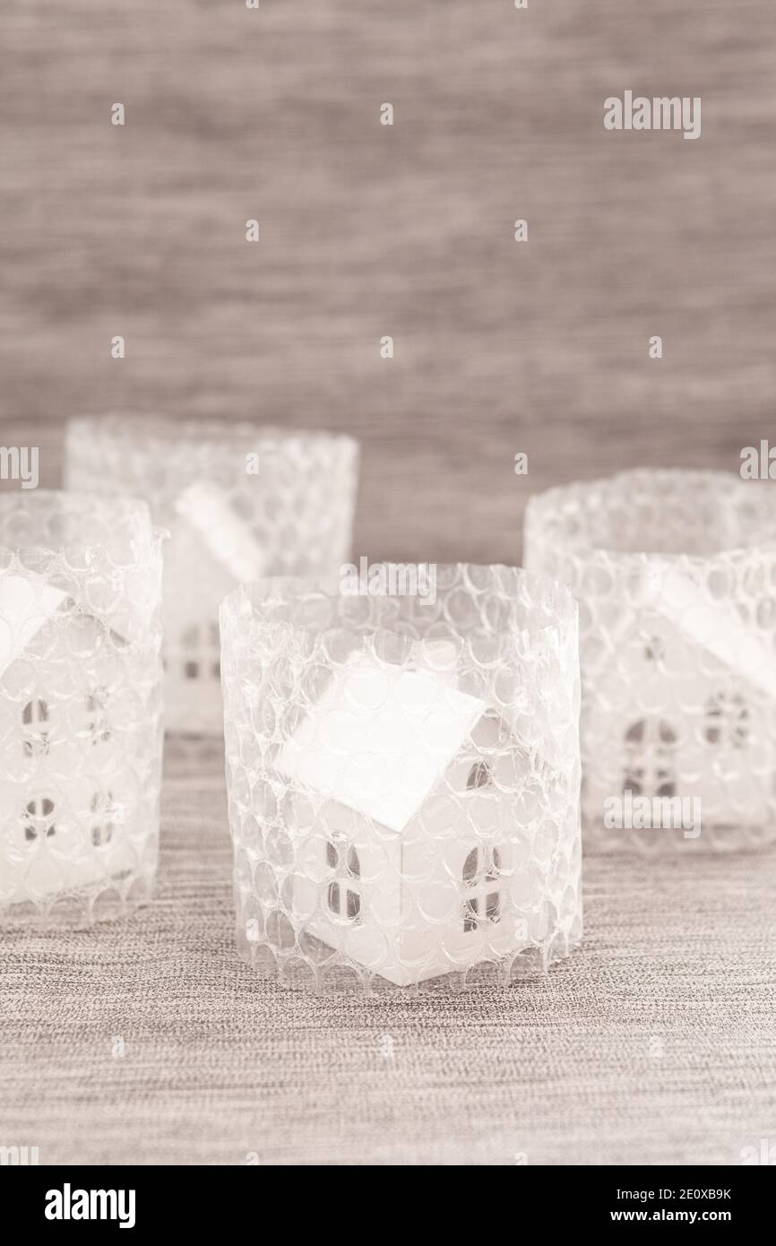 Little House In Bubble Wrap Stock Photo