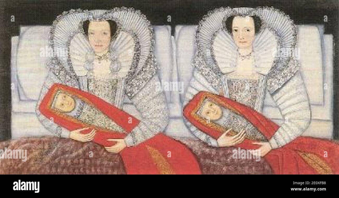 Lettice, Lady Grosvenor, and her sister, Mary, Lady Calverley, 1604. Stock Photo