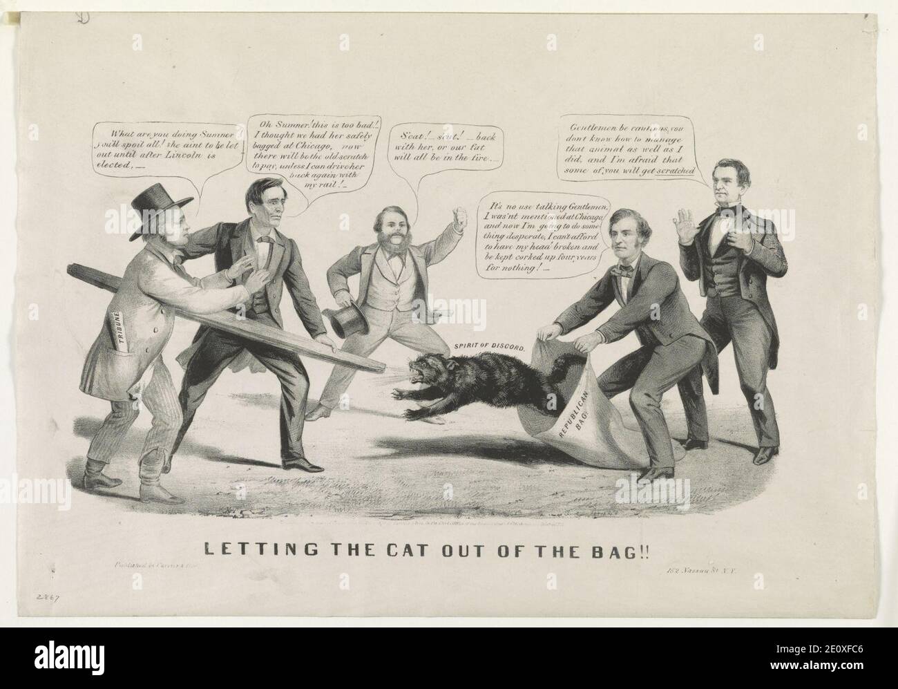 Letting the cat out of the bag!! Stock Photo Alamy