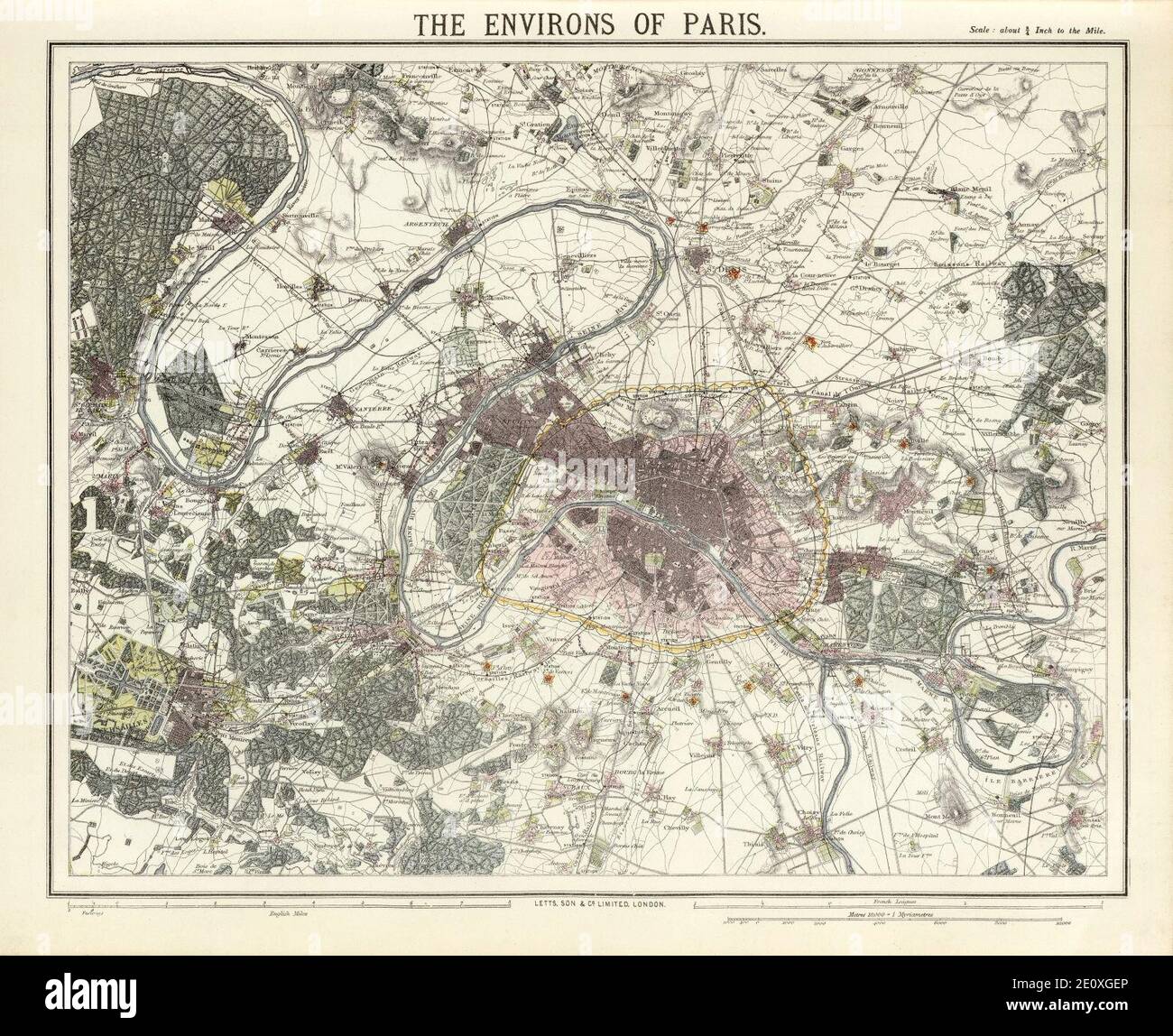Letts, The environs of Paris, 1883 - David Rumsey. Stock Photo
