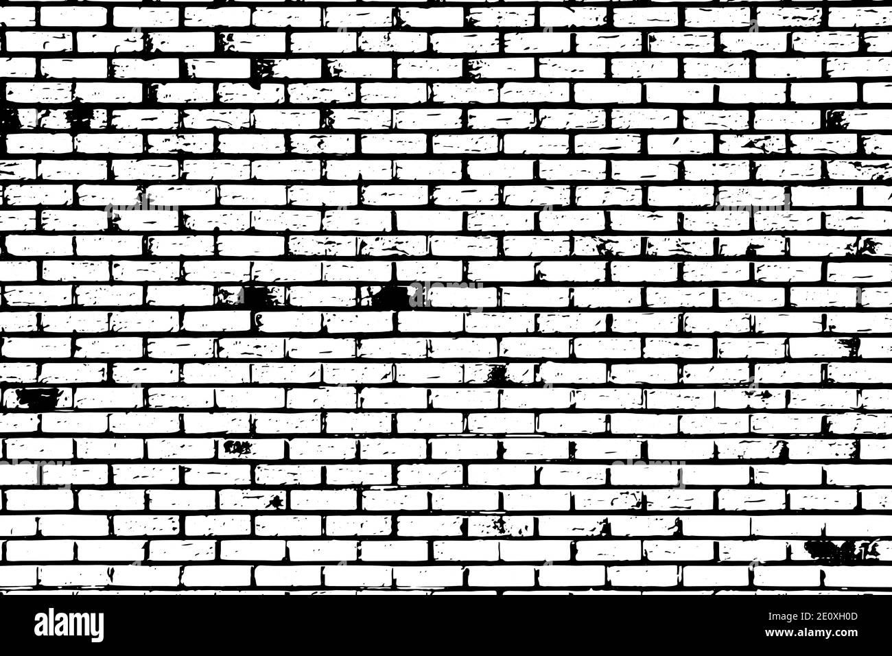 Grunge black texture as brick wall shape on white background (Vector ...