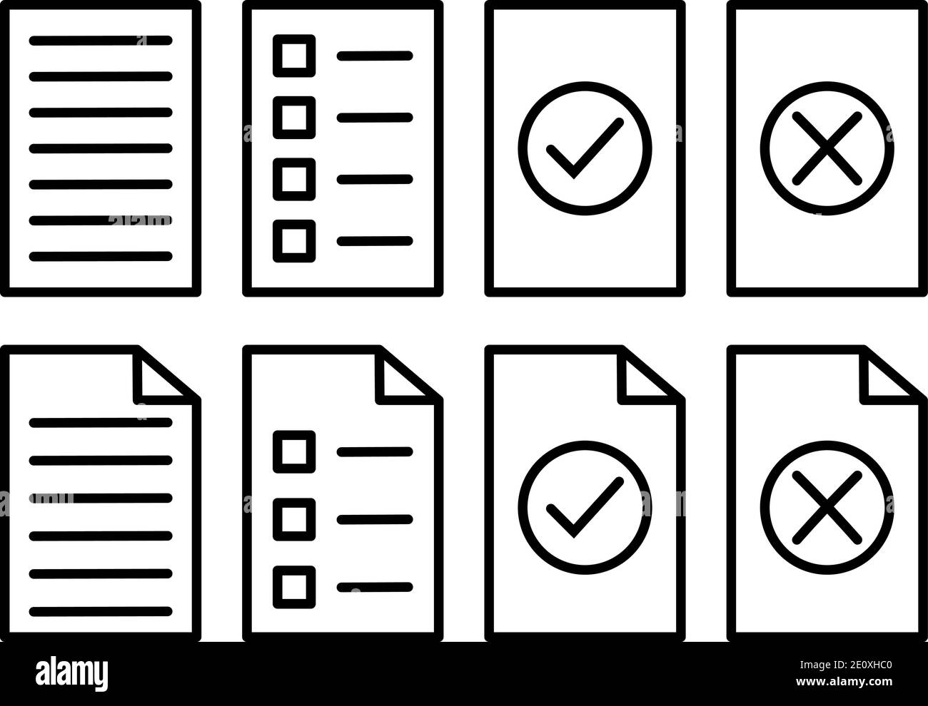 Set of basic report paper or document icon on white background (Vector ...