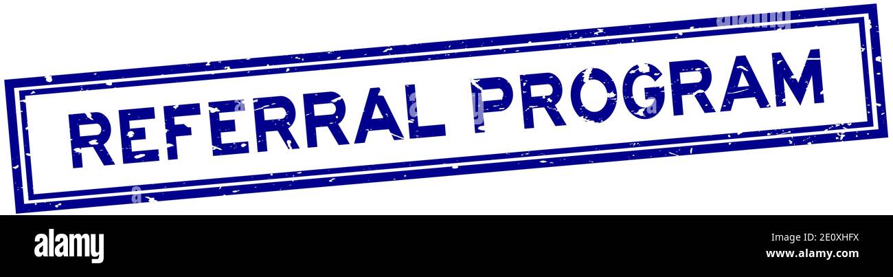 Grunge blue referral program word square rubber seal stamp on white background Stock Vector