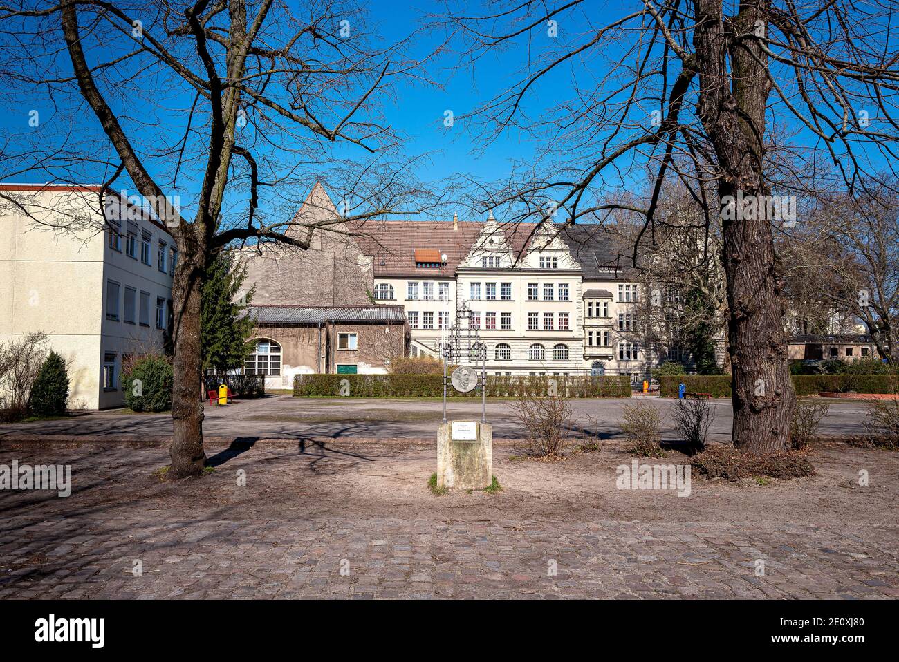 Empty School Yard Due To Corona Pandemic Of The Franz List School In Berlin Stock Photo