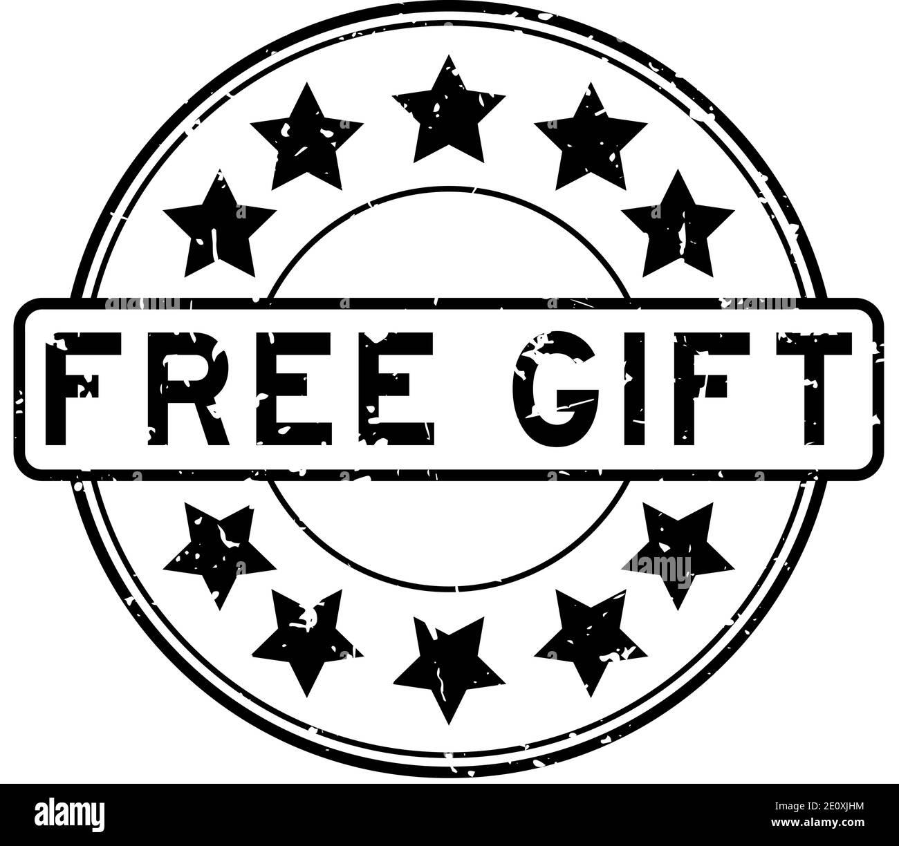 Grunge black free gift word with star icon round rubber seal stamp on