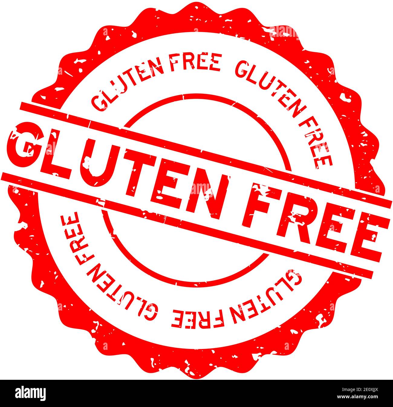 Grunge red gluten free word round rubber seal stamp on white background ...