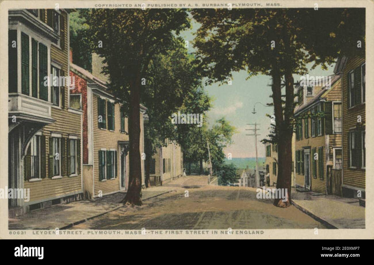 Leyden Street, Plymouth Mass, the first street in New England Stock Photo