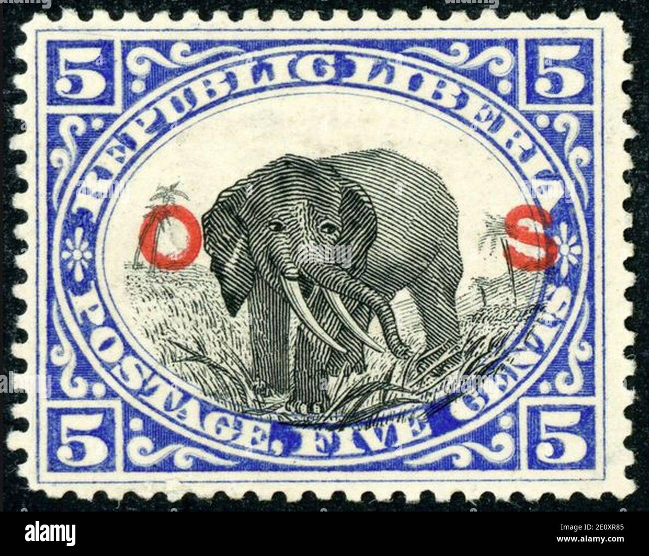 Liberia stamp elephant 5c Stock Photo Alamy