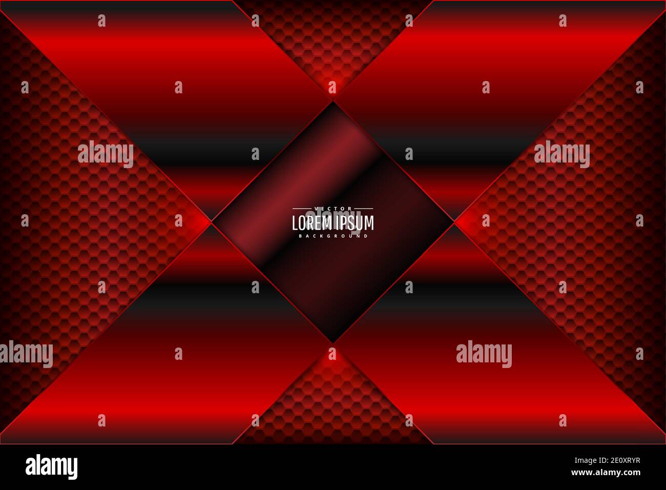 Red metal technology background with hexagon pattern.Vector ...