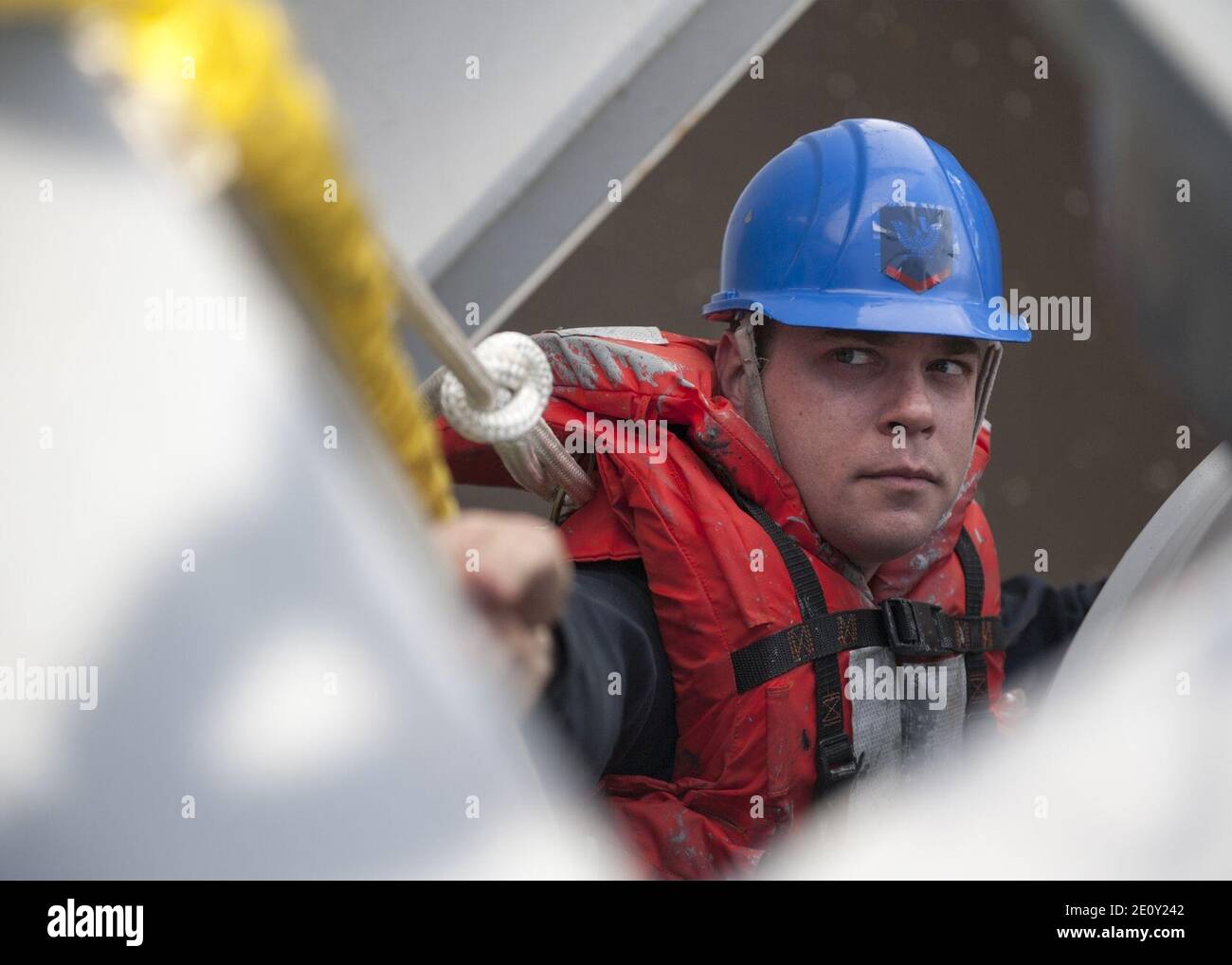 Life raft maintenance 150316 Stock Photo Alamy