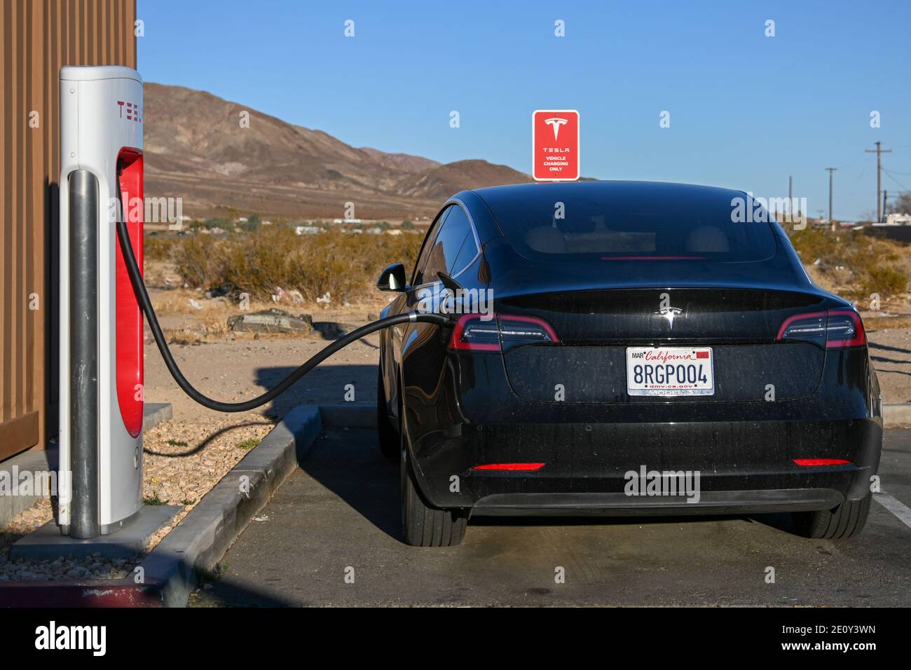 A general view of Tesla Supercharging at Eddie World convenience store