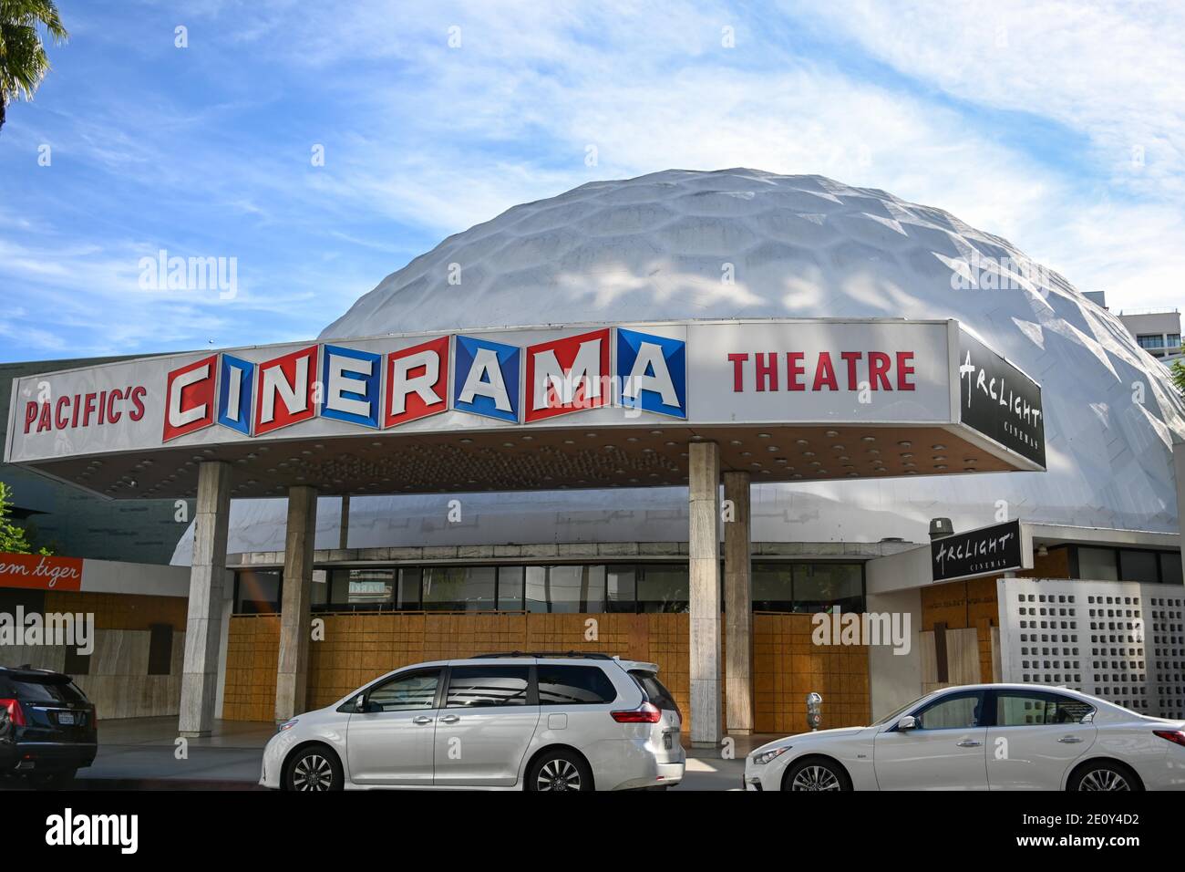 The ArcLight Cinemas Hollywood also known as the Cinerama Dome is seen