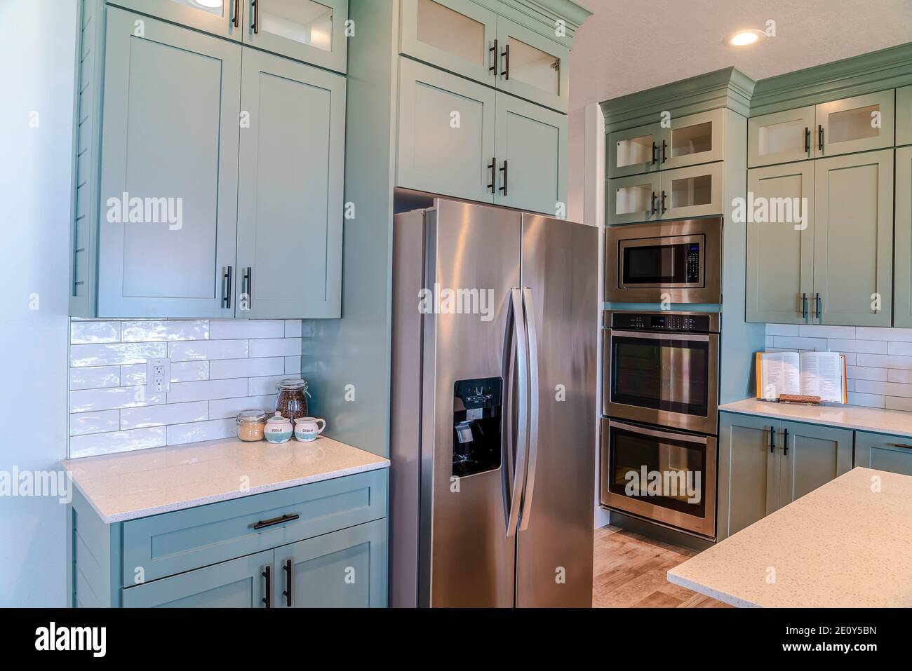 https://c8.alamy.com/comp/2E0Y5BN/modern-electric-cooking-appliances-and-built-in-cabinets-inside-kitchen-of-home-2E0Y5BN.jpg