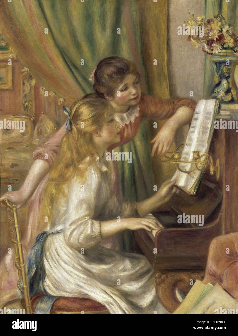 Girls at the Piano by Pierre Renoir 1892. Museum Orsay in Paris, France Stock Photo