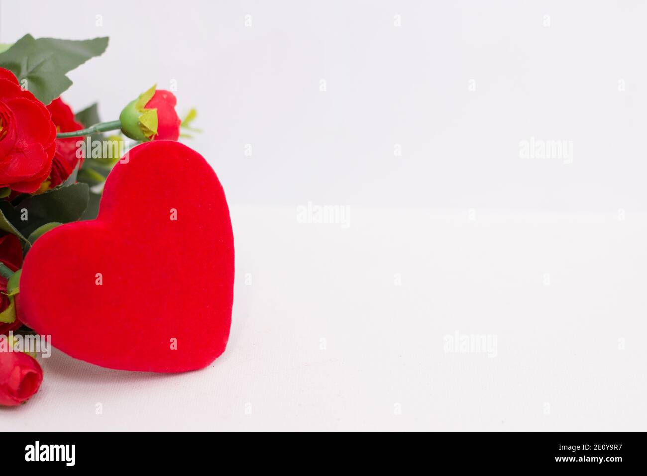 beautiful heart with red rose isolated on white Stock Photo - Alamy