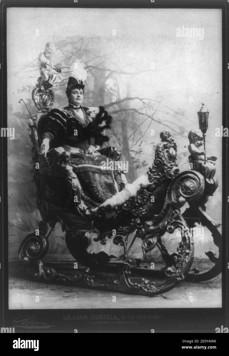 Lillian Russell, 18611922, full length portrait, seated in ornate