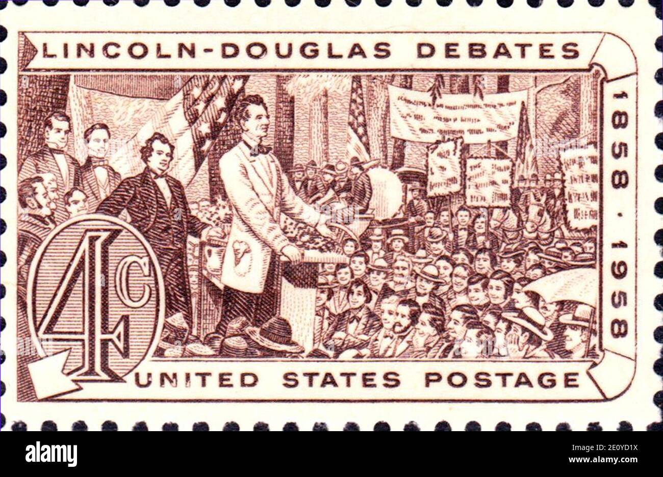 lincoln-douglas-debates-1958-issue-4c-stock-photo-alamy