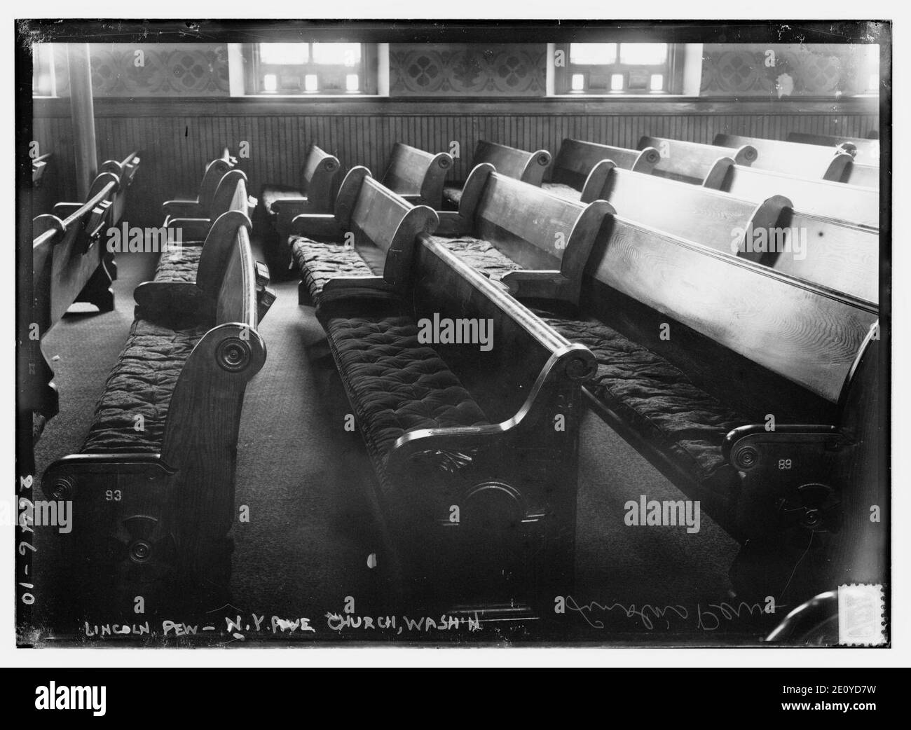 Lincoln pew, N.Y. Ave. church, Wash'n Stock Photo Alamy