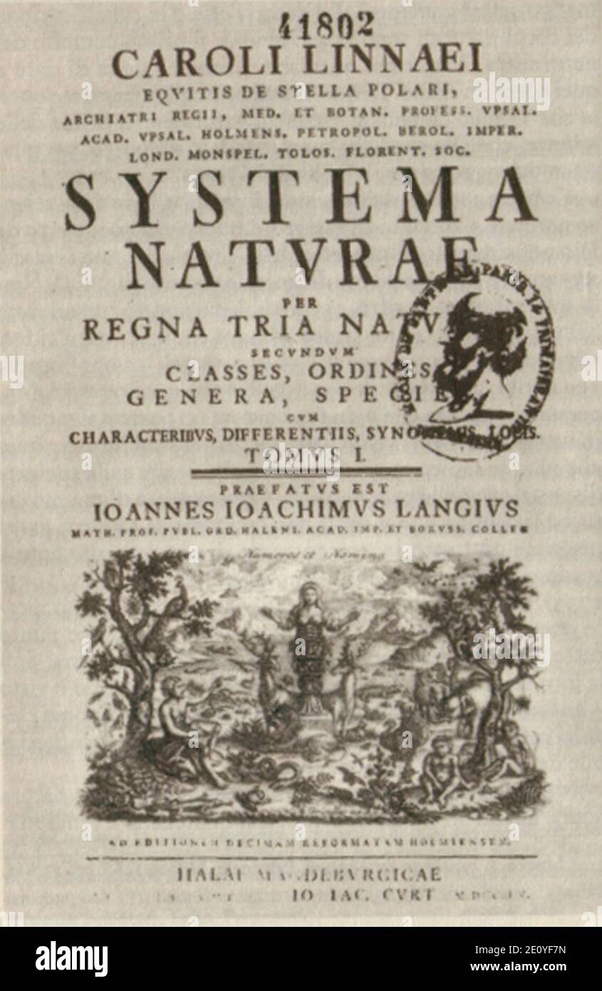 Linnaeus Systema Naturae cover 1760. Stock Photo