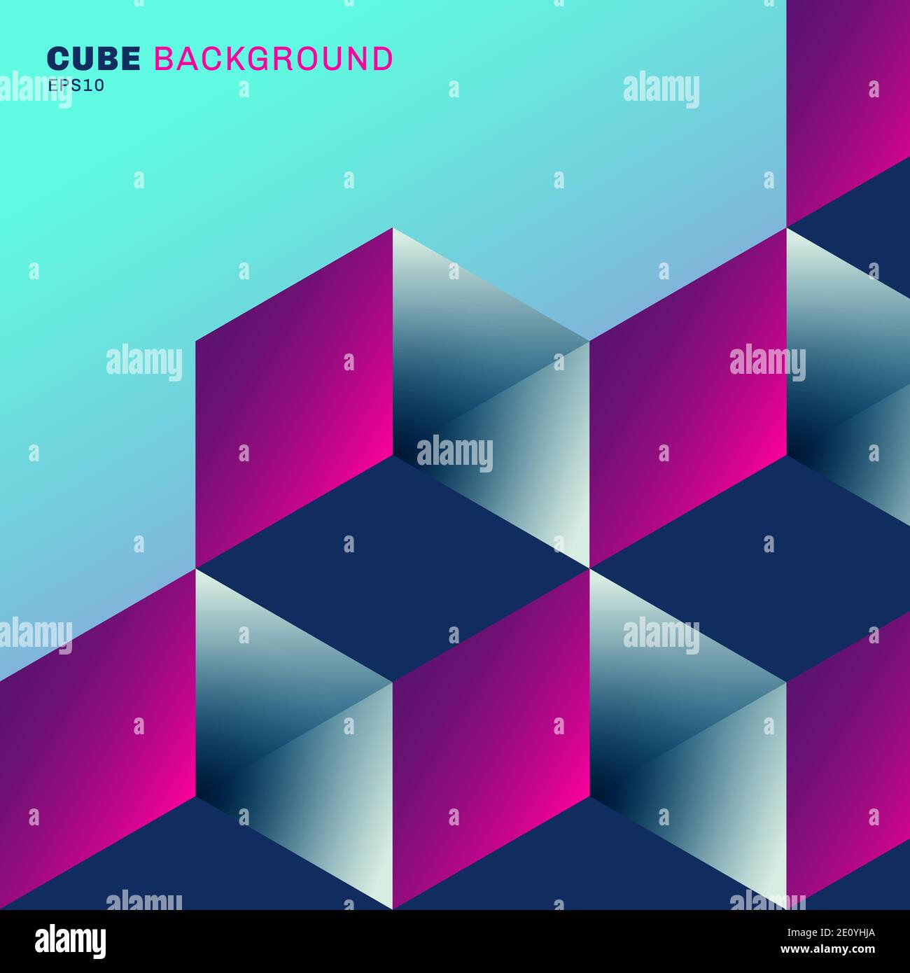 Abstract 3D geometric cube box vibrant color pattern on blue background ...