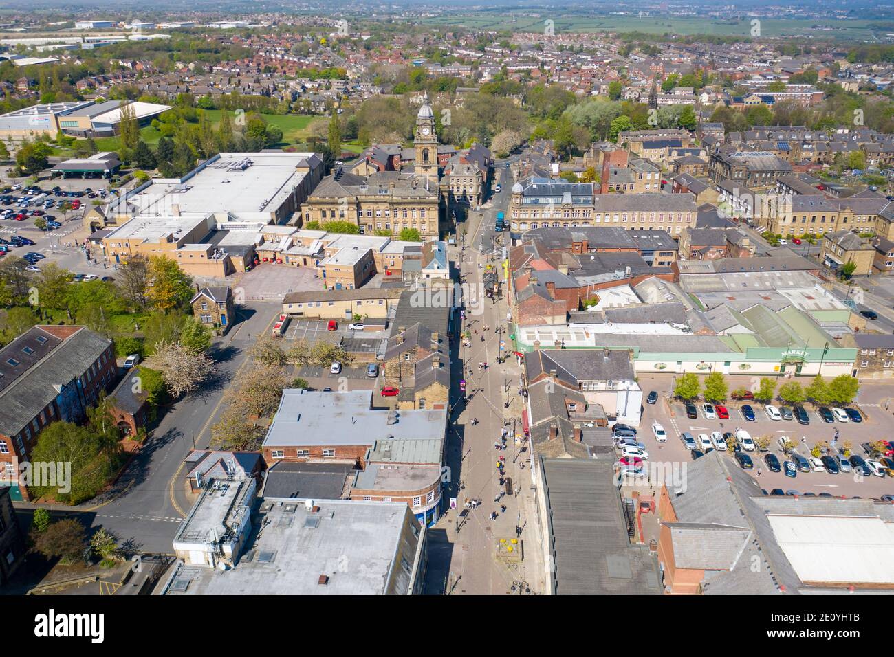 Aerial photo of the village of Morley in Leeds, West Yorkshire in the