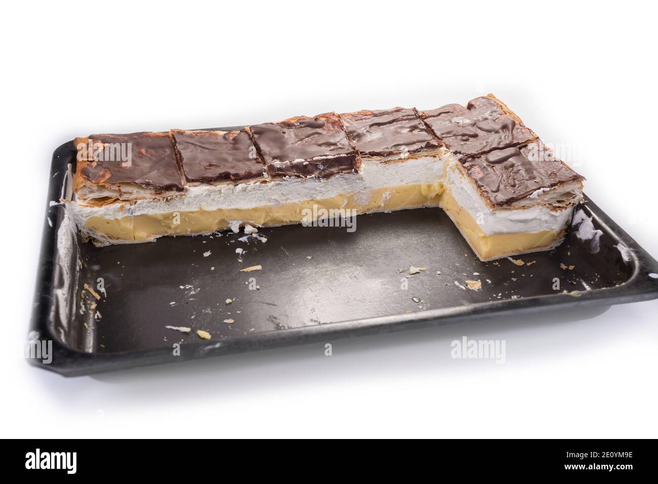 Chocolate cake with pudding and whipped cream. Kremes Stock Photo Alamy